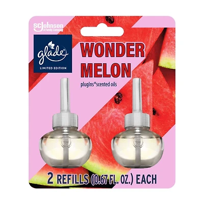 Glade PlugIns Wonder Melon Scented Oil Air Freshener, 1.34 fl oz, 2 ct