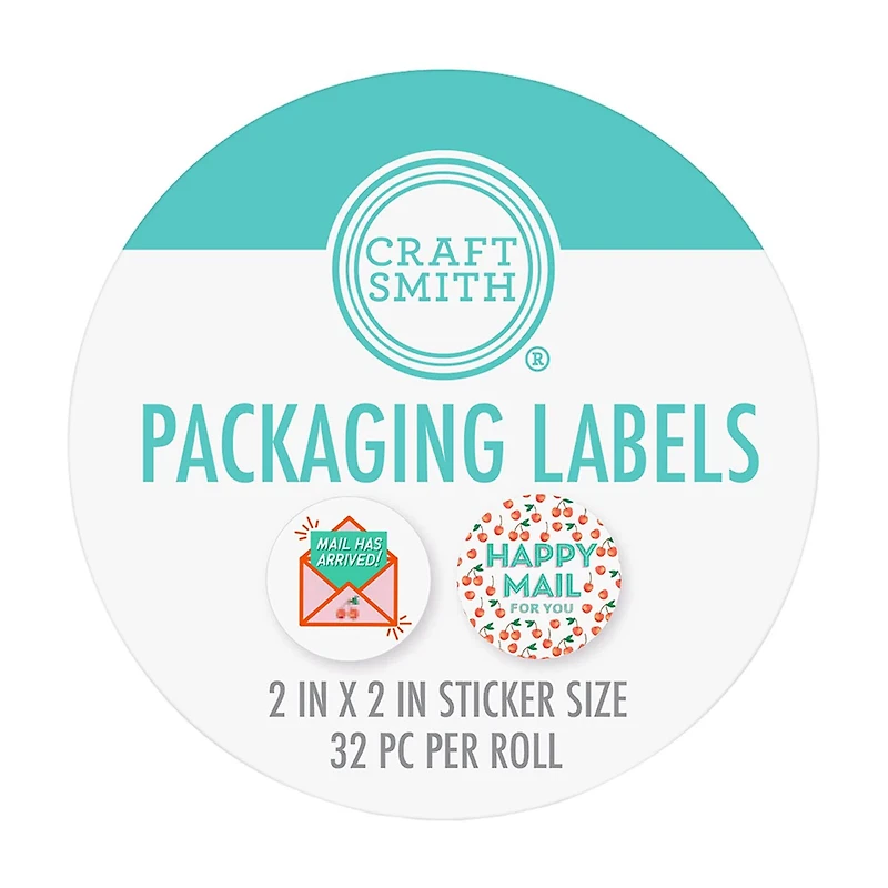 Craft Smith Happy Mail Packaging Labels, 2 x 2 in - 32 pc