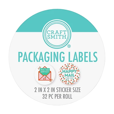 Craft Smith Happy Mail Packaging Labels, 2 x 2 in - 32 pc