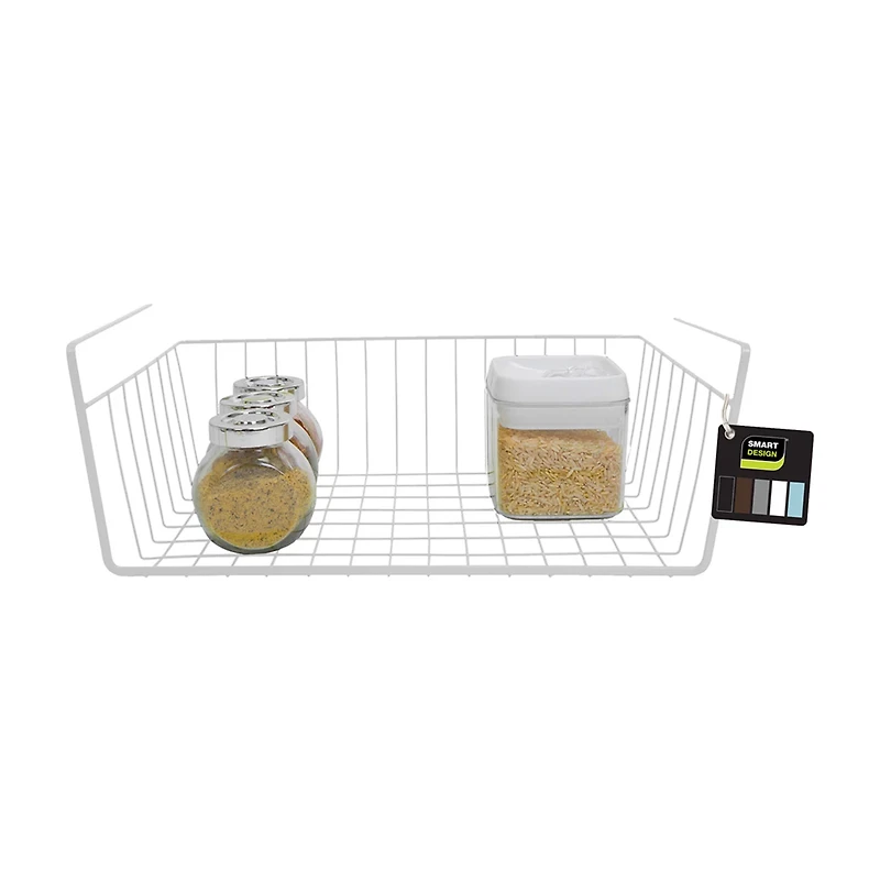 Smart Design Undershelf Storage Basket, White