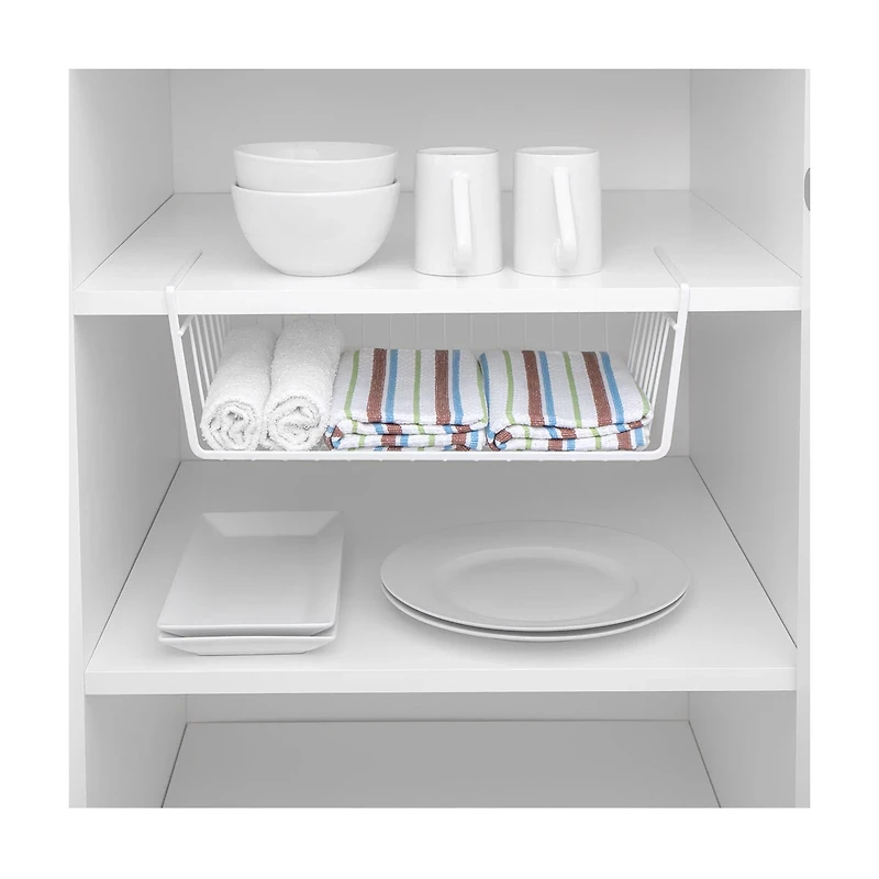 Smart Design Undershelf Storage Basket, White