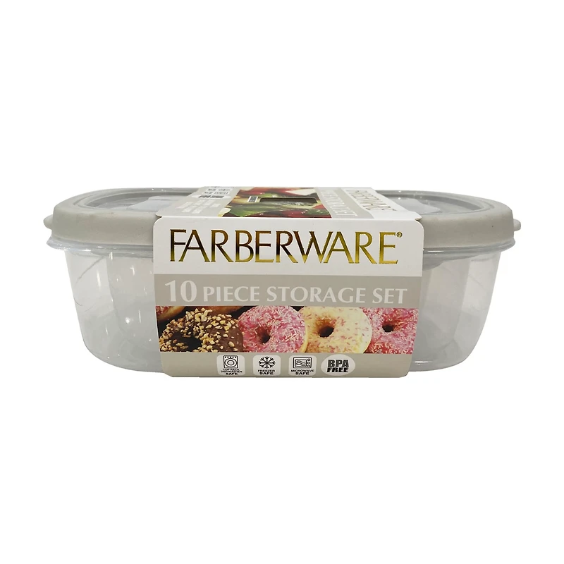 Farberware Rectangle Nested Food Storage, 10 pc