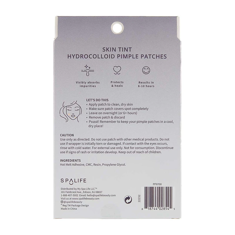 Spalife Skin Tint Hydrocolloid Pimple Patches, Light, 36 pc