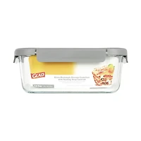 Glad Glass Rectangle Storage Container with Venting Snap Lock Lid, 7.6 cup