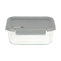 Glad Glass Rectangle Storage Container with Venting Snap Lock Lid, 7.6 cup
