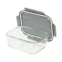 Glad Glass Rectangle Storage Container with Venting Snap Lock Lid, 7.6 cup