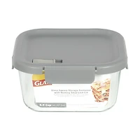 Glad Glass Square Storage Container with Venting Snap Lock Lid, 5.9 cup