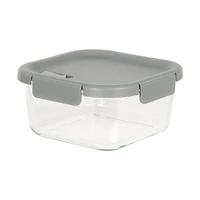 Glad Glass Square Storage Container with Venting Snap Lock Lid, 5.9 cup