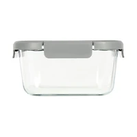 Glad Glass Square Storage Container with Venting Snap Lock Lid, 5.9 cup
