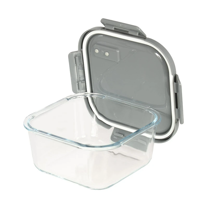 Glad Glass Square Storage Container with Venting Snap Lock Lid, 5.9 cup