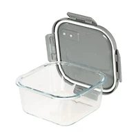 Glad Glass Square Storage Container with Venting Snap Lock Lid, 5.9 cup