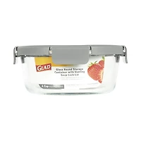 Glad Glass Round Storage Container with Venting Snap Lock Lid, 4 cup