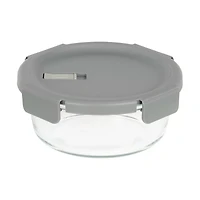 Glad Glass Round Storage Container with Venting Snap Lock Lid, 4 cup