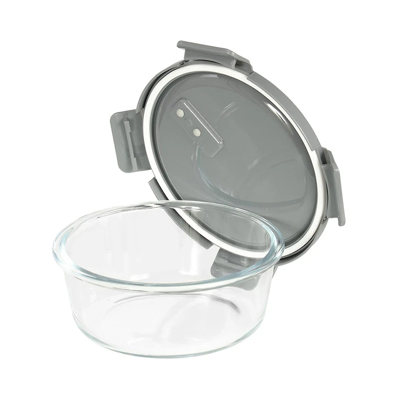 Glad Glass Round Storage Container with Venting Snap Lock Lid, 4 cup