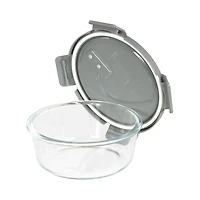 Glad Glass Round Storage Container with Venting Snap Lock Lid, 4 cup
