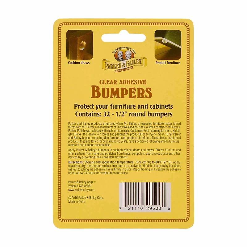 Parker Bailey Adhesive Bumpers, 1/2 inch, 32 pc