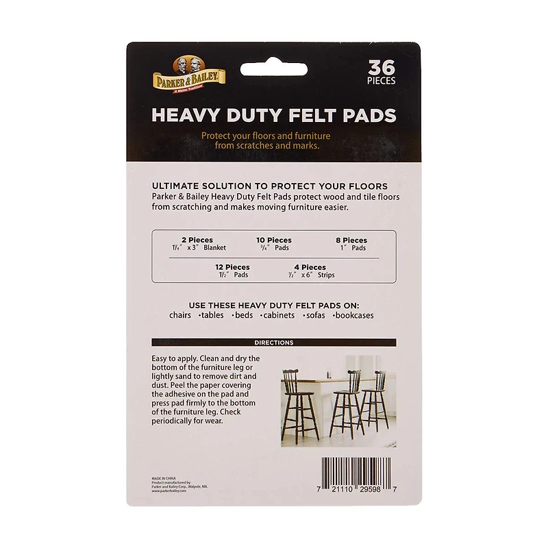 Parker Bailey Heavy Duty Felt Pads, 36 pc