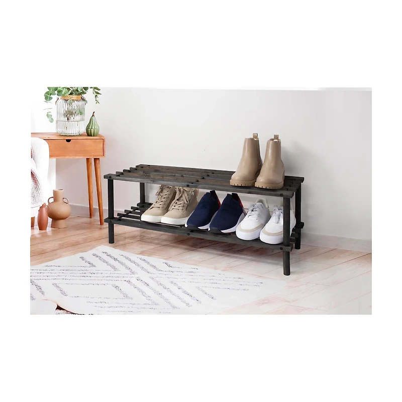 Farberware 2-Tier Wood Shoe Rack, 29.1 in x 10.2 in x 11.6 in