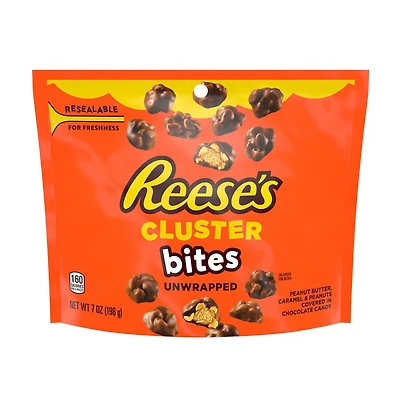 Reese's Clusters Bites Unwrapped Chocolate, Peanut Butter, Caramel and Peanuts Candy, 7 oz