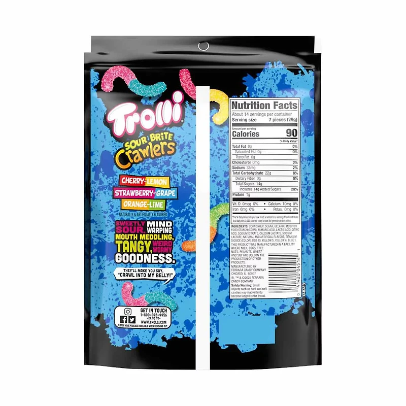 Trolli Sour Brite Crawlers Family Size Bag, 14 oz