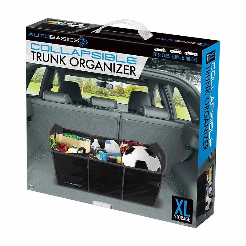 Auto Basics Collapsible Trunk Organizer, Extra Large, Black
