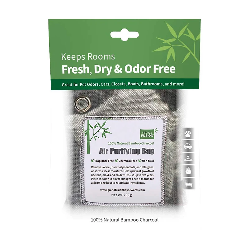 Grand Fusion 100% Natural Bamboo Charcoal Air Purifying Bag, 200 g