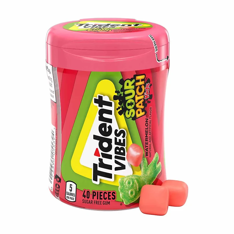 Trident Vibes Sour Punch Watermelon, 40 ct