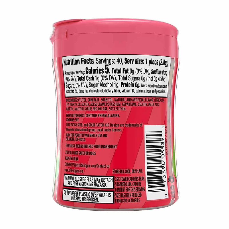 Trident Vibes Sour Punch Watermelon, 40 ct