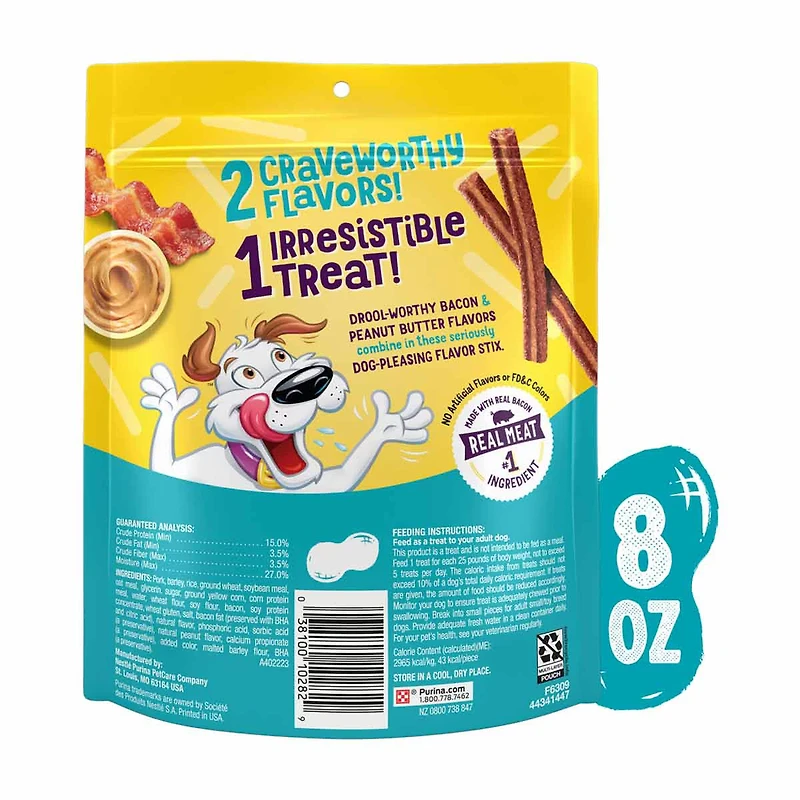 Purina Beggin' Flavor Stix, Bacon & Peanut Butter Flavor, 8 oz