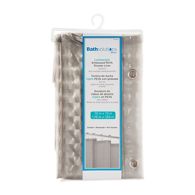 Kenney Lightweight Embossed Shower Curtain Liner, 70 in x 72 in, Smoke