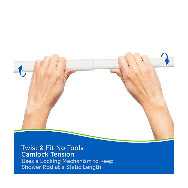 Kenney Twist and Fit Shower Curtain Rod, White