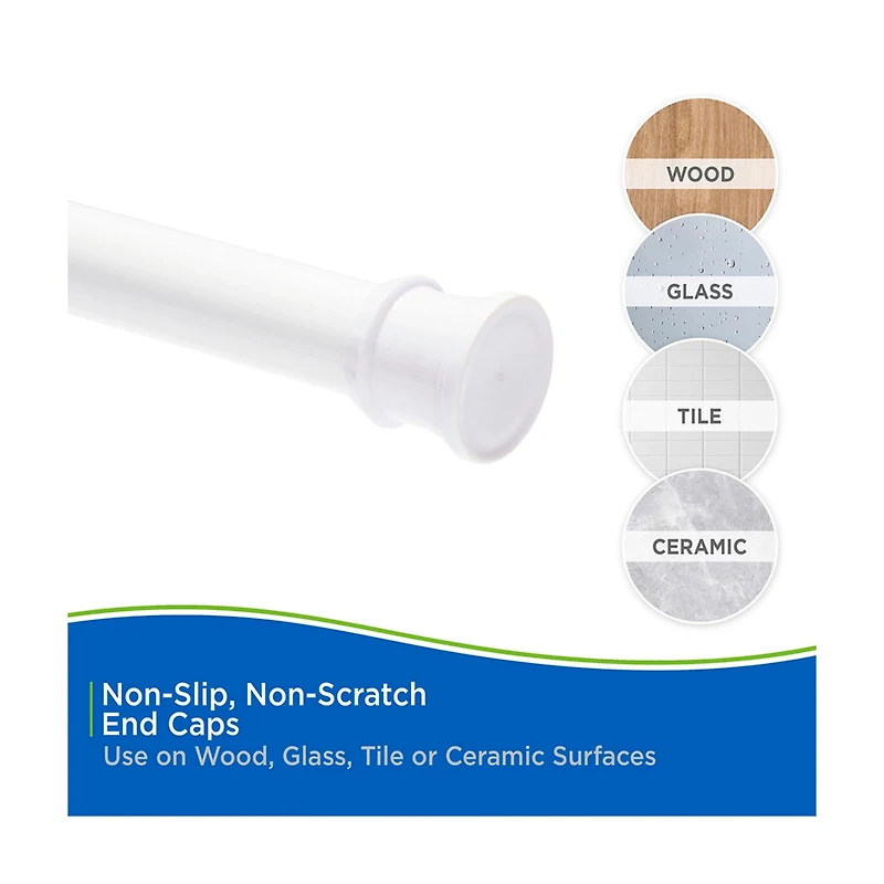 Kenney Twist and Fit Shower Curtain Rod, White