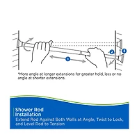 Kenney Twist and Fit Shower Curtain Rod, White