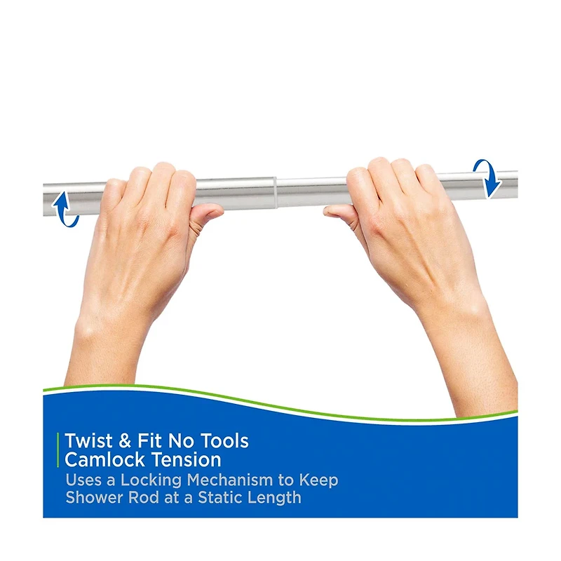 Kenney Twist and Fit Shower Curtain Rod, Chrome