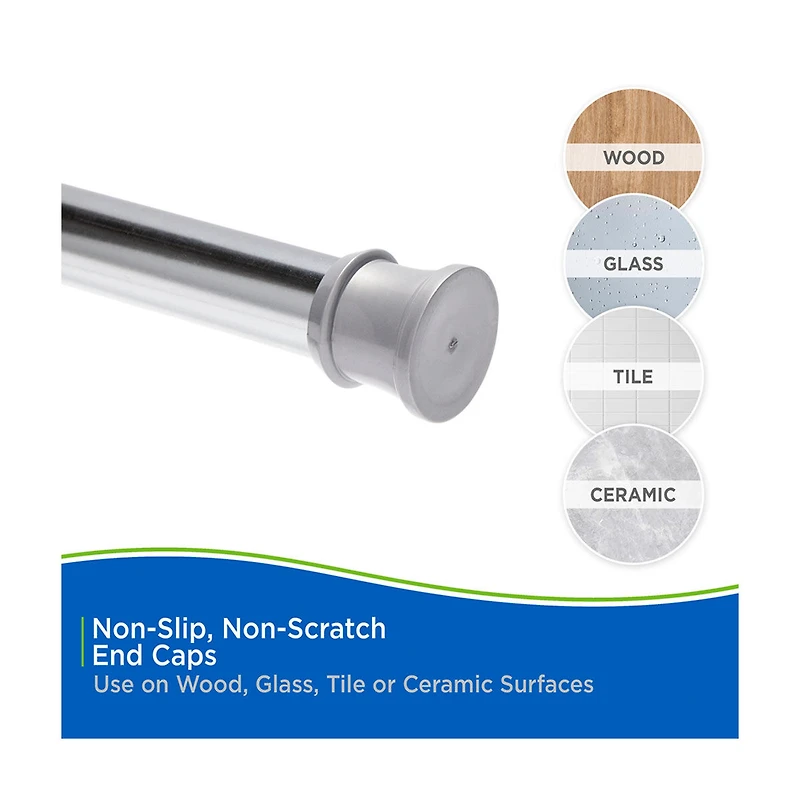 Kenney Twist and Fit Shower Curtain Rod, Chrome