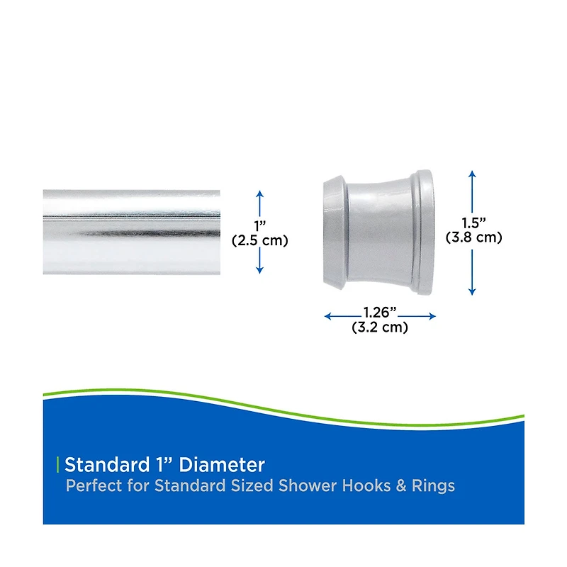 Kenney Twist and Fit Shower Curtain Rod, Chrome