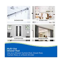 Kenney Twist and Fit Shower Curtain Rod, Chrome