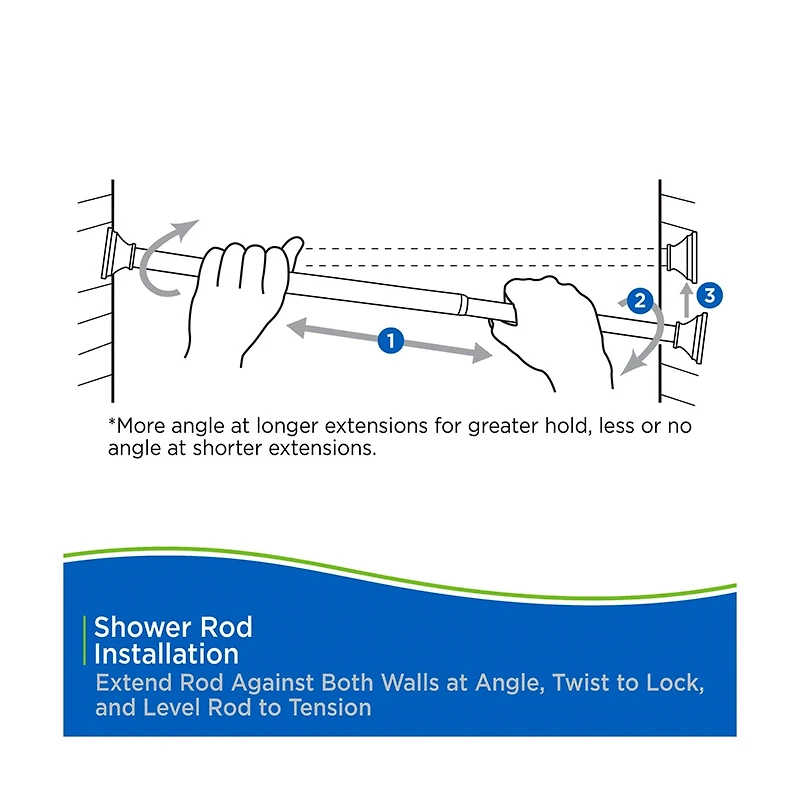 Kenney Twist and Fit Shower Curtain Rod, Chrome