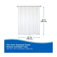 Kenney Medium Weight Shower Curtain Liner, 70 in x 72 in, White