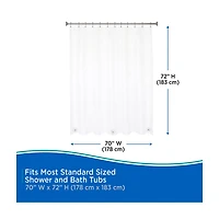 Kenney Medium Weight Shower Curtain Liner, 70 in x 72 in, Clear