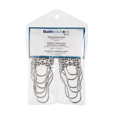 Kenney Bath Solutions Rolling Shower Rings, Set of 12