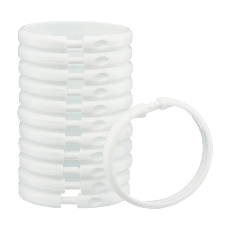 Kenney Rust Proof Plastic Shower Curtain Rings, 12 pc, White