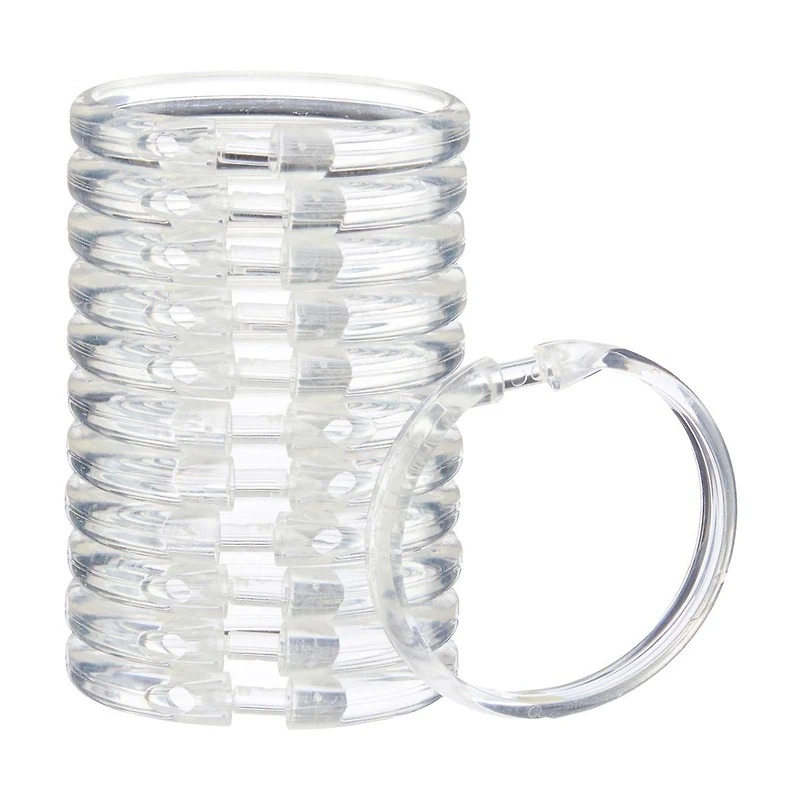 Kenney Rust Proof Smooth Plastic Shower Curtain Rings, 12 pc, Clear