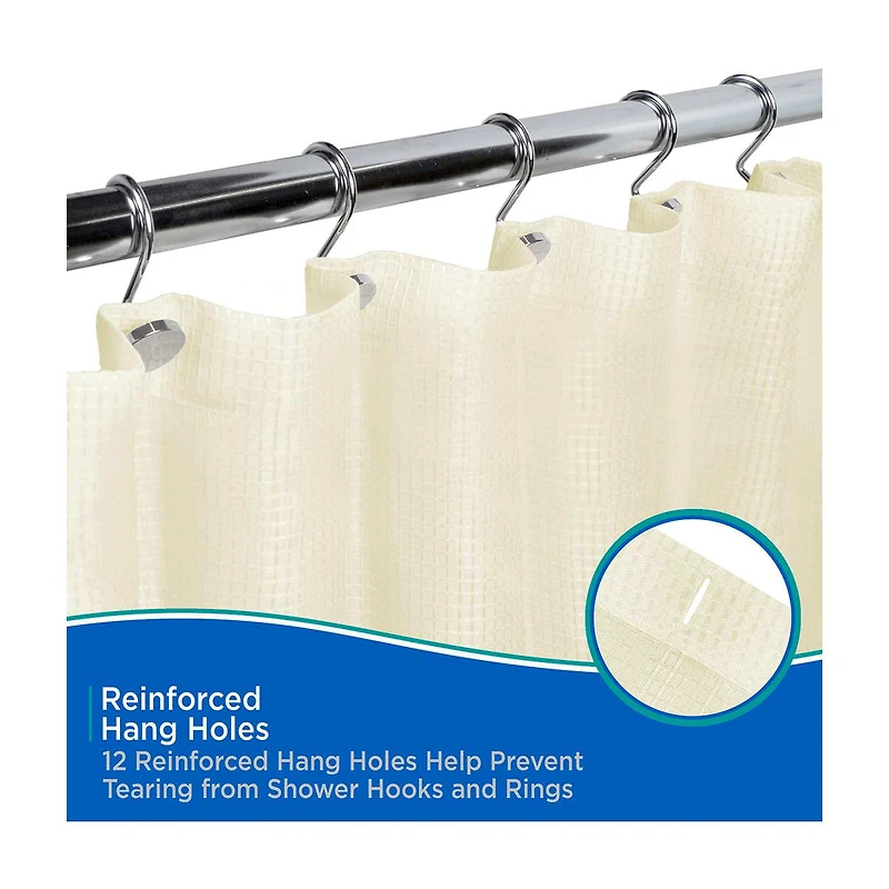 Kenney Water Repellent Jacquard Fabric Shower Curtain, 70 in x 72 in, Bright White