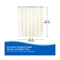 Kenney Water Repellent Jacquard Fabric Shower Curtain, 70 in x 72 in, Bright White