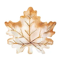 Thankful Harvest Leaf-Shaped Foil Stamped Plates, 9 in, 8 ct