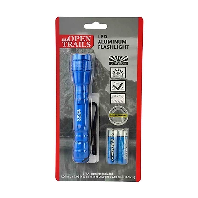 Open Trails LED Aluminum Flashlight with 2 AA Batteries, 1 ct - Assorted