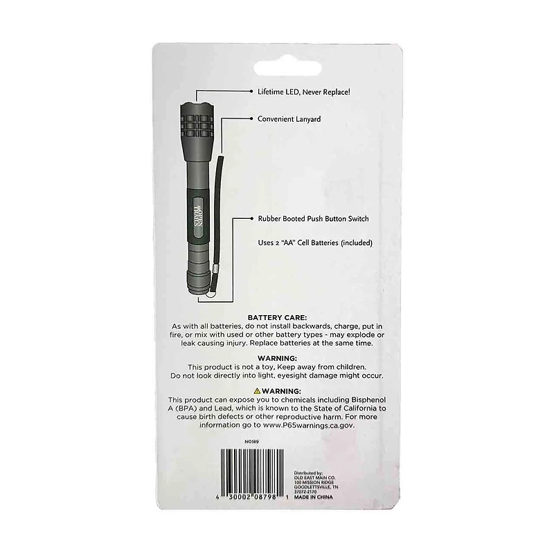 Open Trails LED Aluminum Flashlight with 2 AA Batteries, 1 ct - Assorted