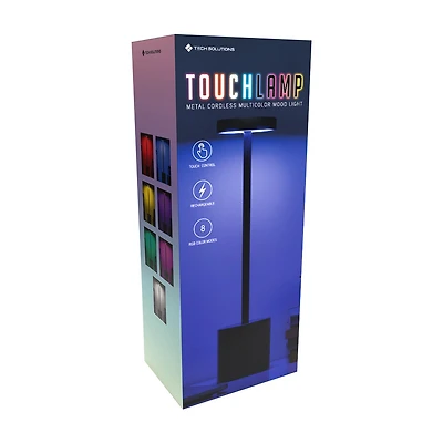 Tech Solutions Touch Lamp Metal Cordless Multicolor Mood Light, Black, 10.5 in