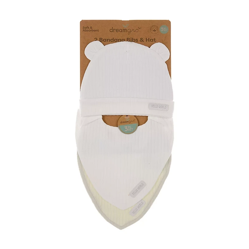 DreamGro Bandana Bibs & Hat, 3pcs